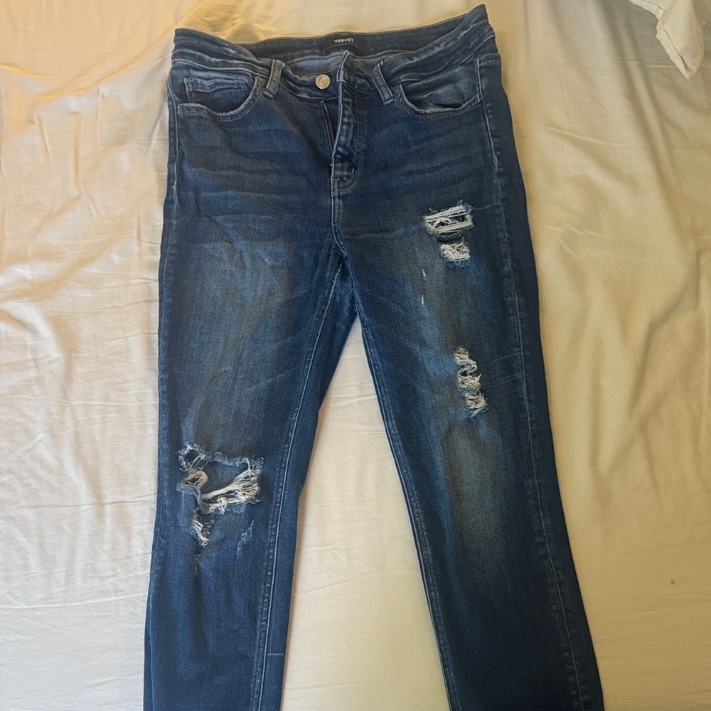 Classic Blue Distressed Skinny Jeans